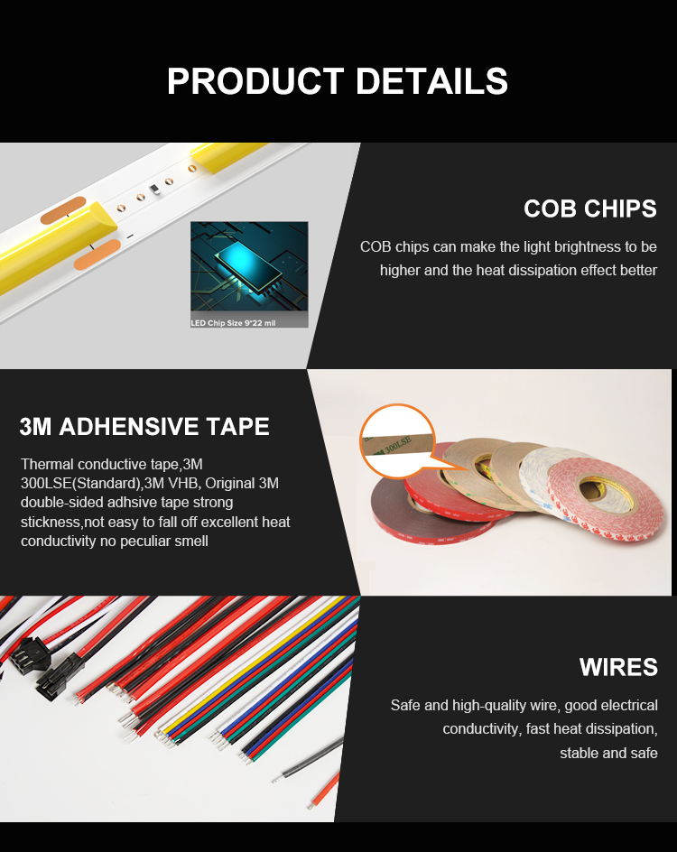TKL-COB Strip light COB-320D-8MM-24V IP20-IP65-IP66-IP67-IP68 - COB LED Strip Light - 4